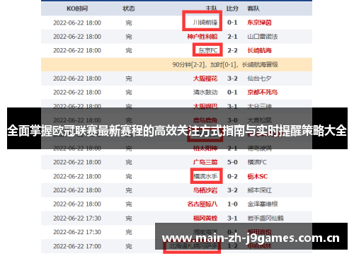 全面掌握欧冠联赛最新赛程的高效关注方式指南与实时提醒策略大全 全面掌握欧冠联赛最新赛程的高效关注方式指南与实时提醒策略大全